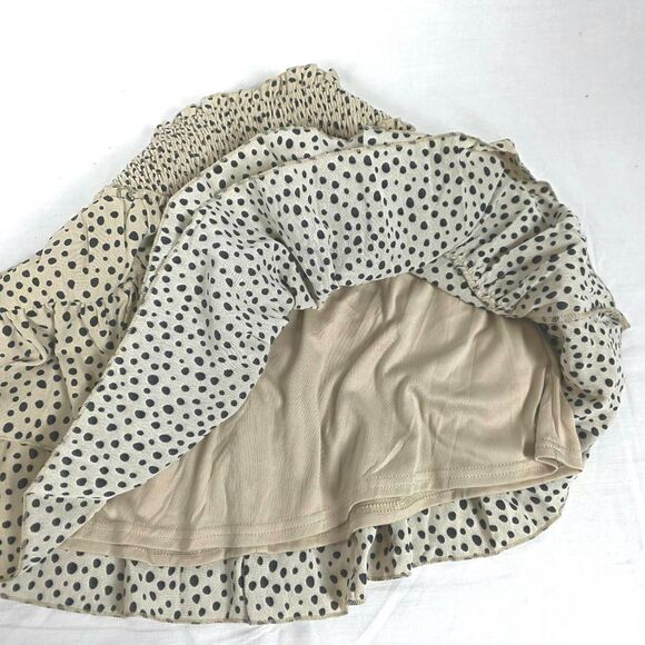 Francesca’s Blue Rain Ivory Polka Dot Ruffle Skirt L - Picture 3 of 9